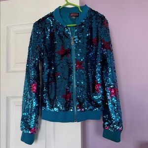 JoJo Siwa Sequin Bomber Jacket - Blue and Pink